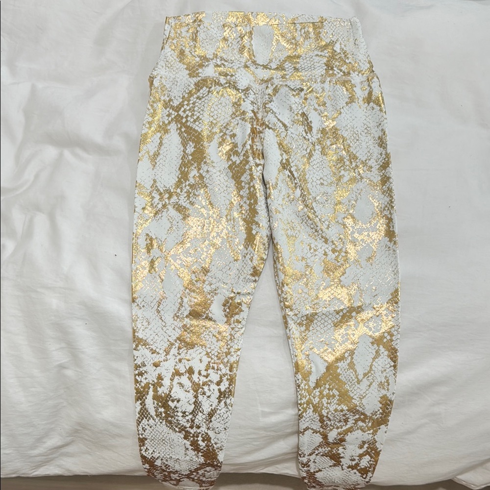 Gold and White Snake Print Leggings